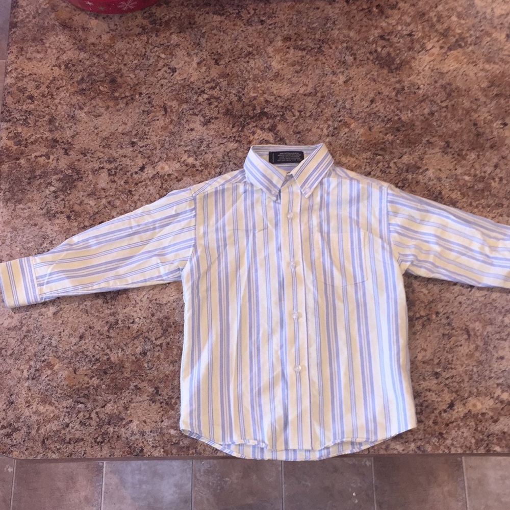 Boys Blue/ yellow striped buttonup longsleeve